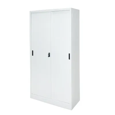 Armadio metallico con 2 ante scorrevoli sicure e 4 ripiani 1900x900x400mm.