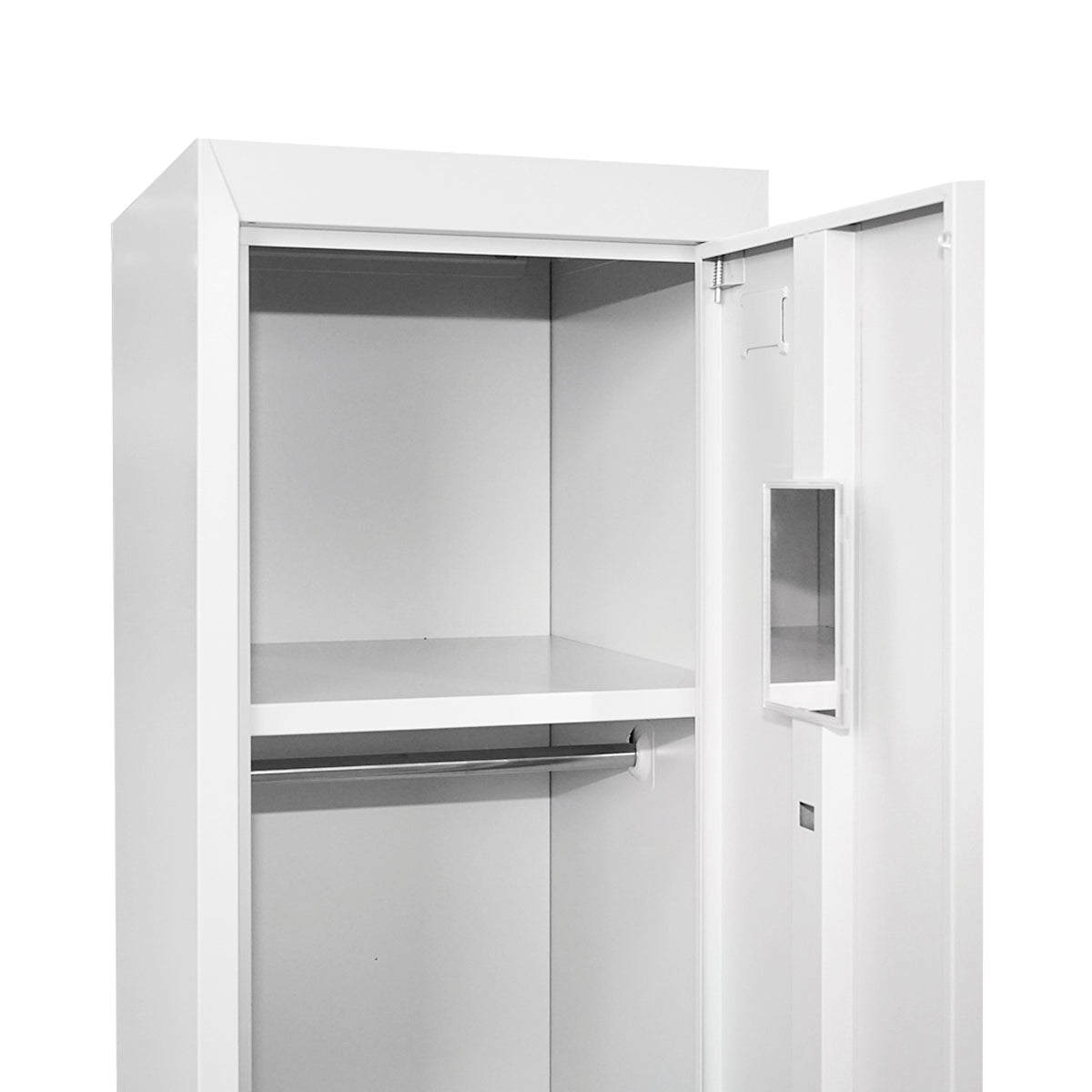 Armadio metallico doppio tipo spogliatoio 1800x450x380mm con anta sicura, 2 ripiani, barra, specchio e ventilazione, grigio Breckner Germany. - immagine 6
