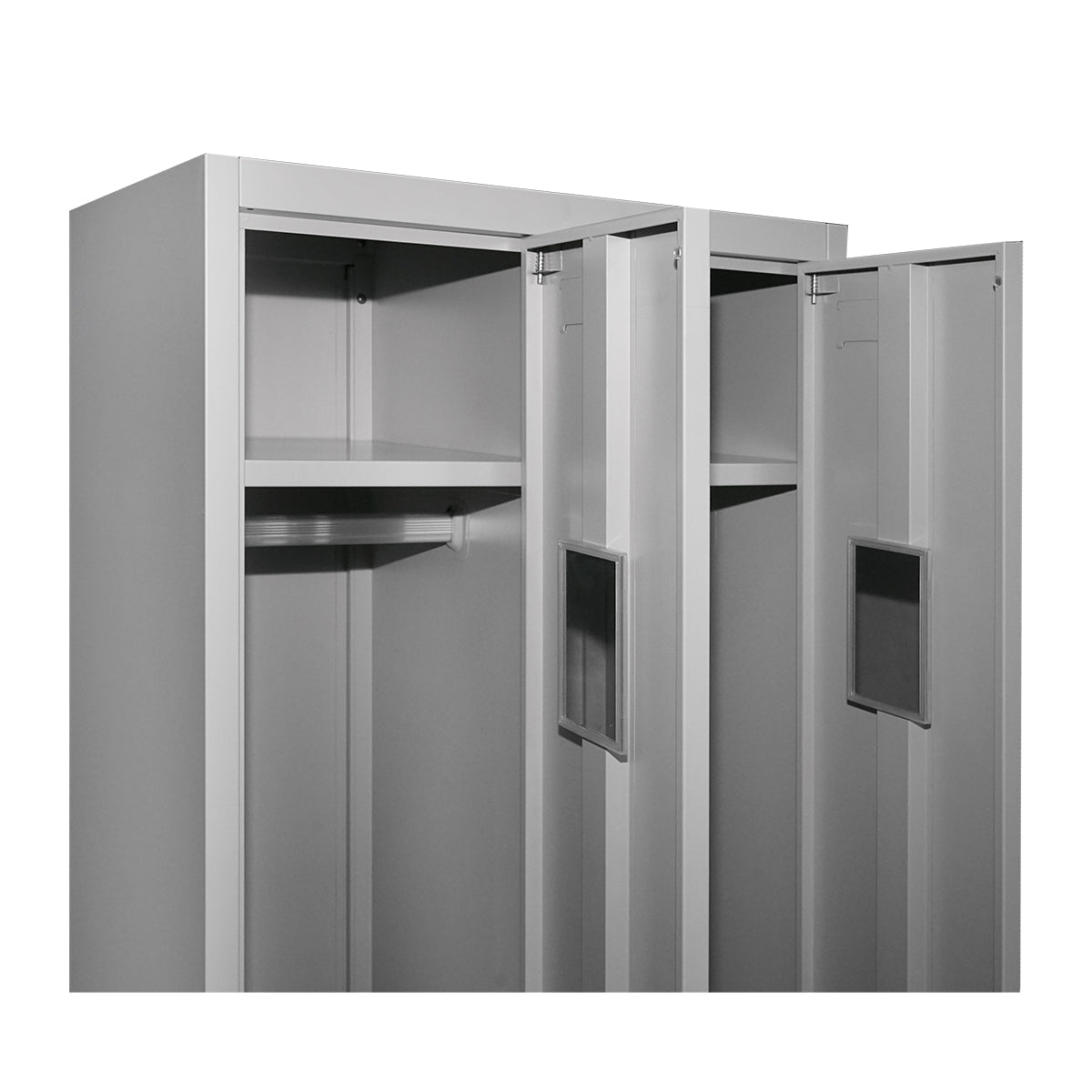 Armadio metallico doppio tipo spogliatoio 1800x600x450mm con 2 ante sicure, ripiano e barra, grigio Breckner Germany - immagine 4