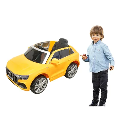 Auto elettrica con batteria 6V/7Ah e telecomando per bambini JJ2066 Audi Q8 gialla con sedile in pelle - immagine 2