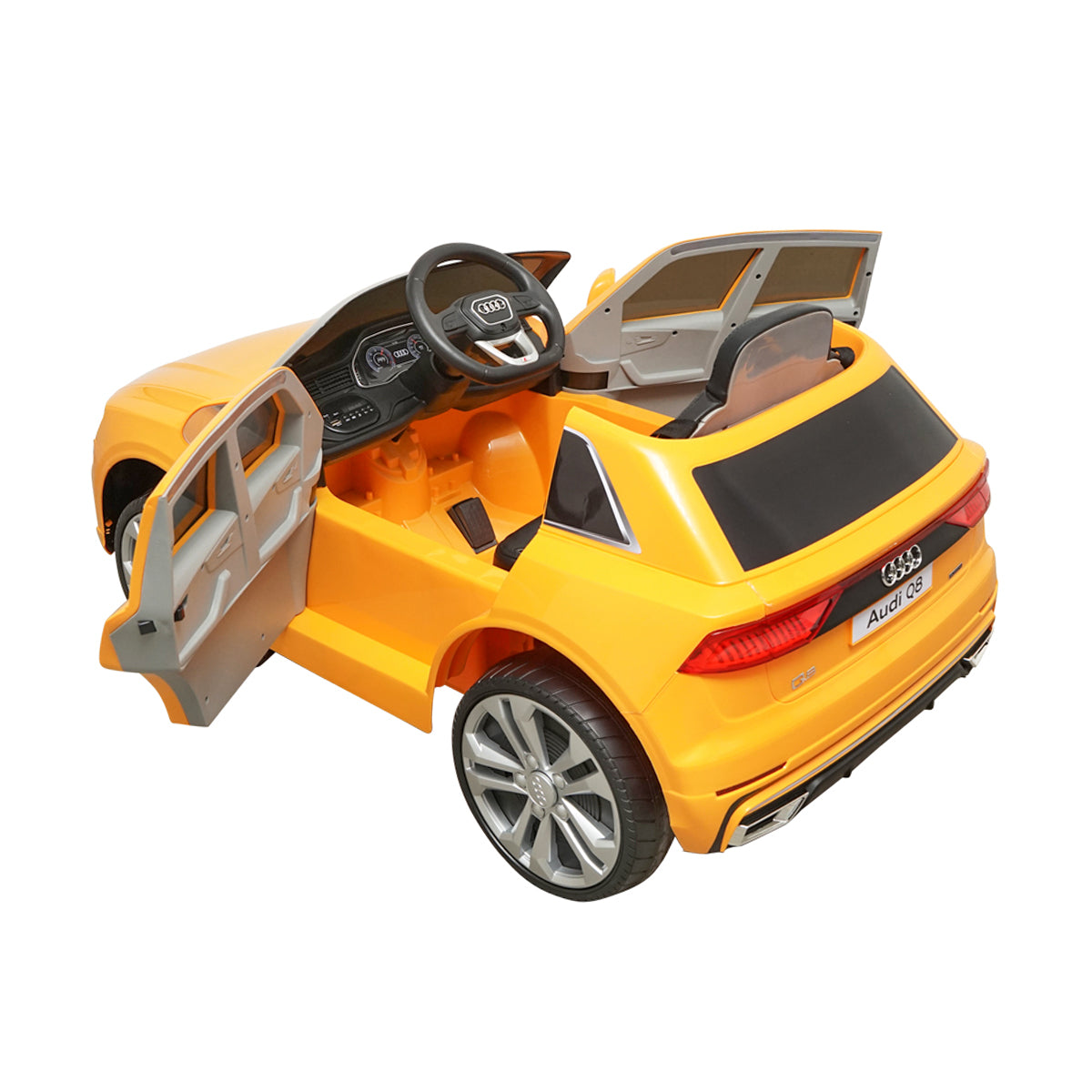Auto elettrica con batteria 6V/7Ah e telecomando per bambini JJ2066 Audi Q8 gialla con sedile in pelle - immagine 5