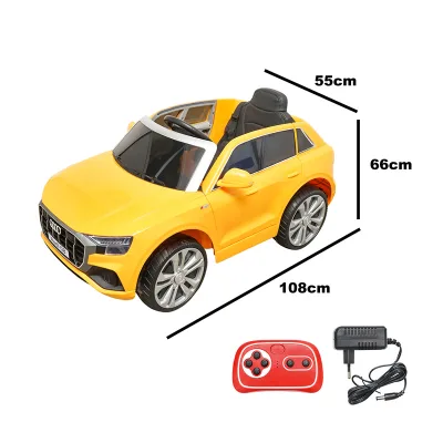 Auto elettrica con batteria 6V/7Ah e telecomando per bambini JJ2066 Audi Q8 gialla con sedile in pelle