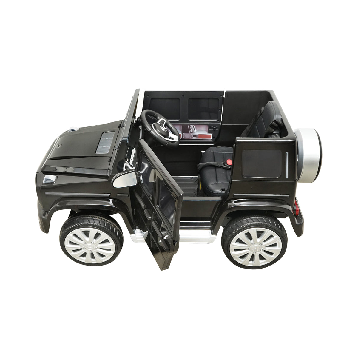 Auto elettrica con batteria 6V/7Ah e telecomando per bambini Mercedes G500 JJ2077 nera con sedile in pelle - immagine 6