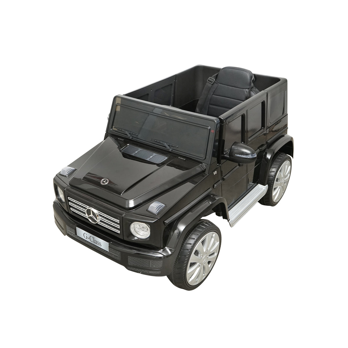 Auto elettrica con batteria 6V/7Ah e telecomando per bambini Mercedes G500 JJ2077 nera con sedile in pelle - immagine 4
