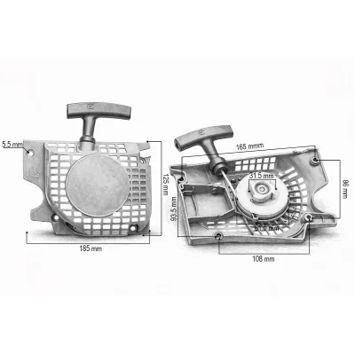 Avviatore a strappo in metallo completo per motoseghe cinesi modelli 3800, 4100, 4500, 4600, 5200 - immagine 3