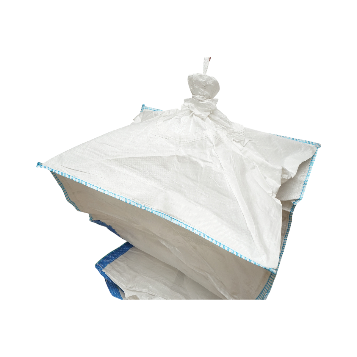 Big bag 95x95x140 cm bianco, capacità 1000 kg, tipo U-Panel non laminato, gonna di carico, tubo di scarico - immagine 3