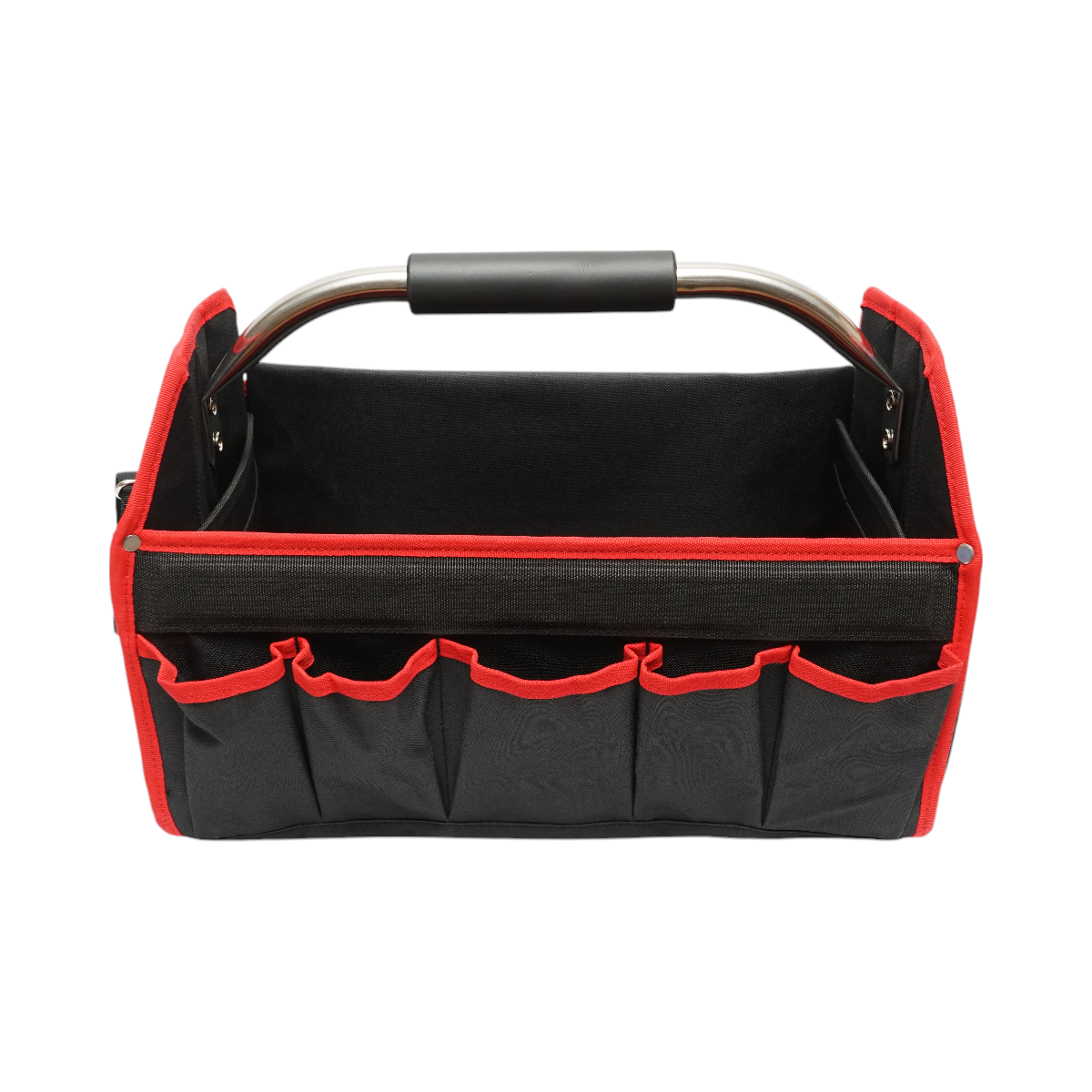 Borsa per attrezzi aperta con 15 tasche, manico in acciaio inossidabile 420x210x290mm - immagine 2