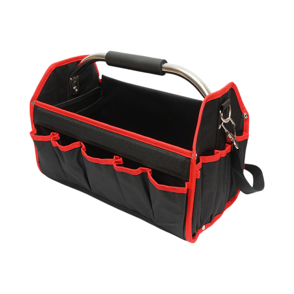 Borsa per attrezzi aperta con 15 tasche, manico in acciaio inossidabile 420x210x290mm