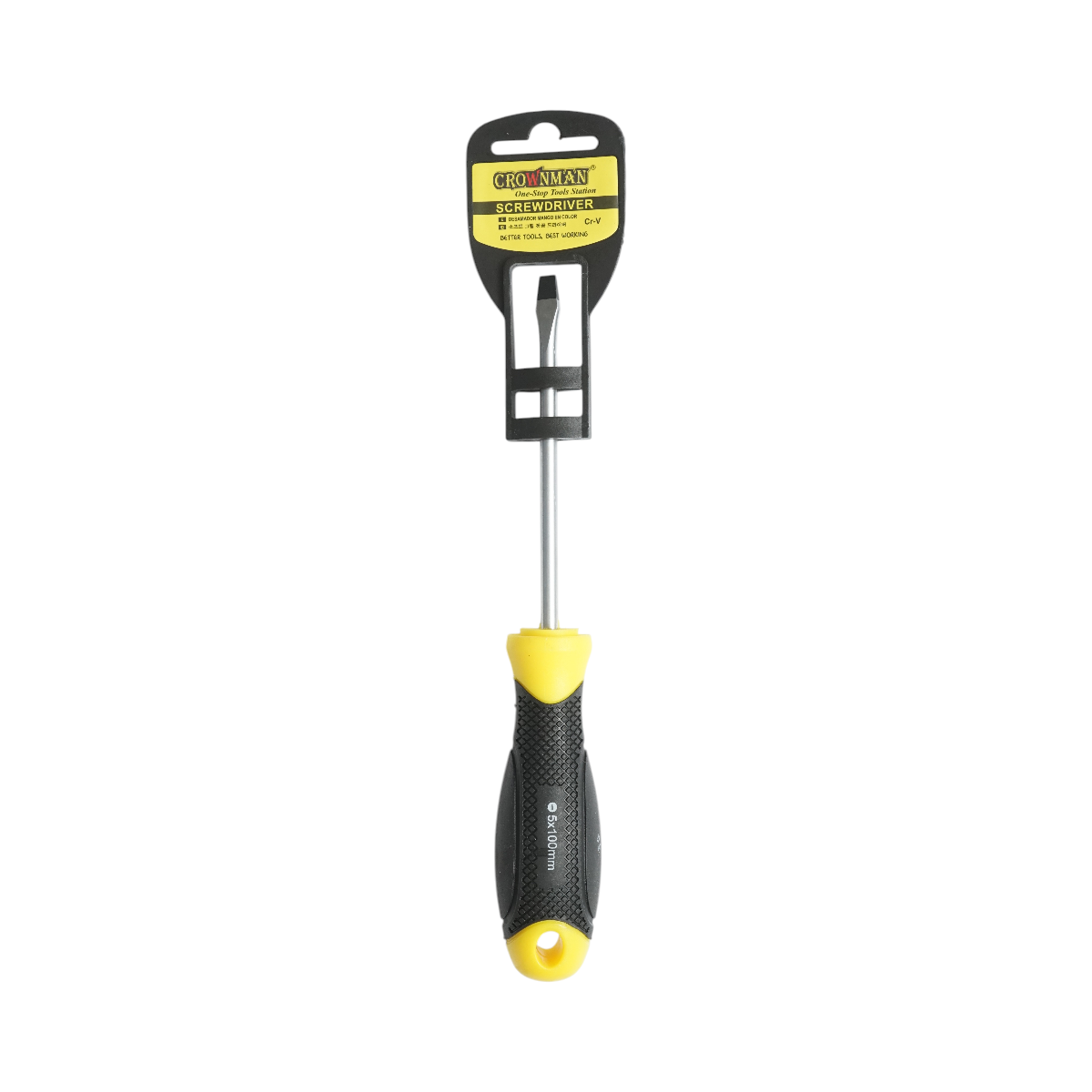 Cacciavite dritto Crownman 5x100mm con punta magnetica professionale Cr-V - immagine 4