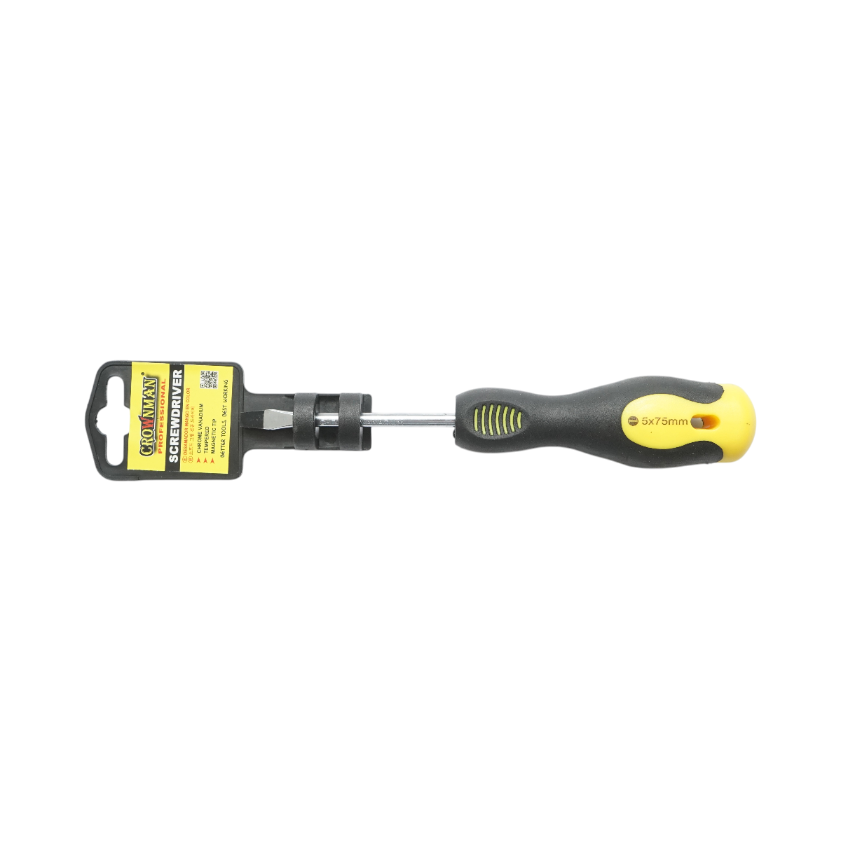 Cacciavite dritto Crownman 5x75mm con punta magnetica professionale Cr-V