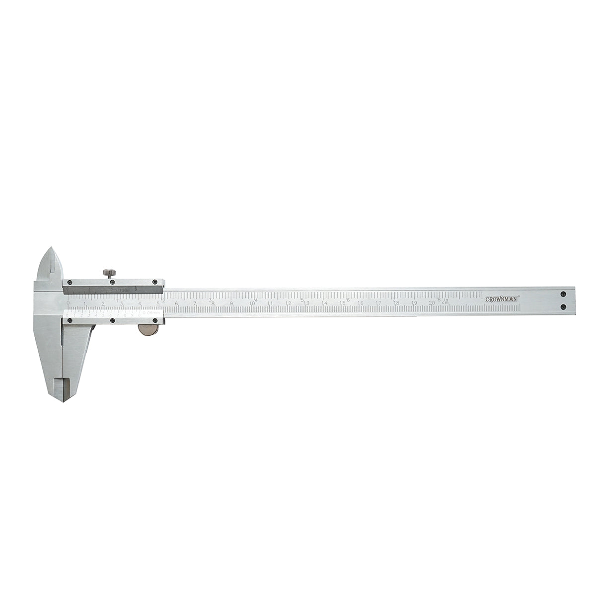 Calibro meccanico professionale Crownman da 200 mm, scala graduata in mm/cm/pollici - immagine 2