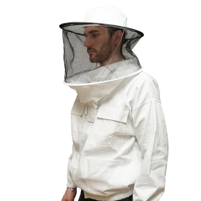Camicetta apicola bianca con maschera protettiva, taglia L