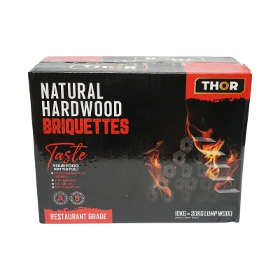 Carbone per barbecue bricchettato esagonale in legno di essenza dura, durata di combustione 5 ore, 10 kg, THOR. - immagine 4