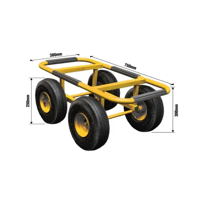 Carrello in metallo 750x380mm con ruote pneumatiche da 250mm - immagine 2