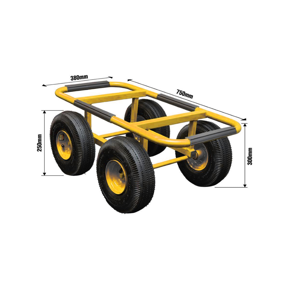Carrello in metallo 750x380mm con ruote pneumatiche da 250mm - immagine 2