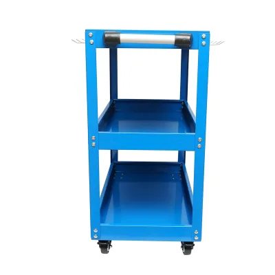 Carrello metallico su ruote con 3 ripiani e supporti per attrezzi 660x360x730mm - immagine 5
