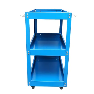 Carrello metallico su ruote con 3 ripiani e supporti per attrezzi 660x360x730mm - immagine 6