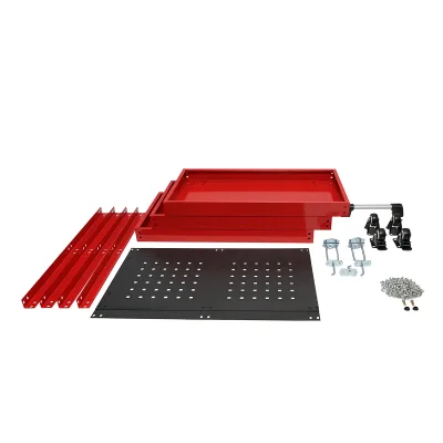 Carrello metallico su ruote con 3 ripiani e supporti per attrezzi 670x370x730mm - immagine 3