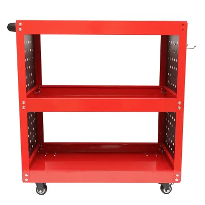 Carrello metallico su ruote con 3 ripiani e supporti per attrezzi 670x370x730mm - immagine 4