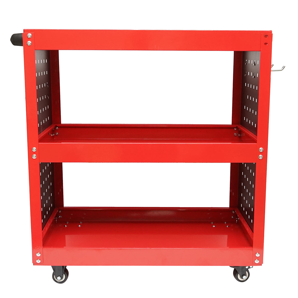 Carrello metallico su ruote con 3 ripiani e supporti per attrezzi 670x370x730mm - immagine 4
