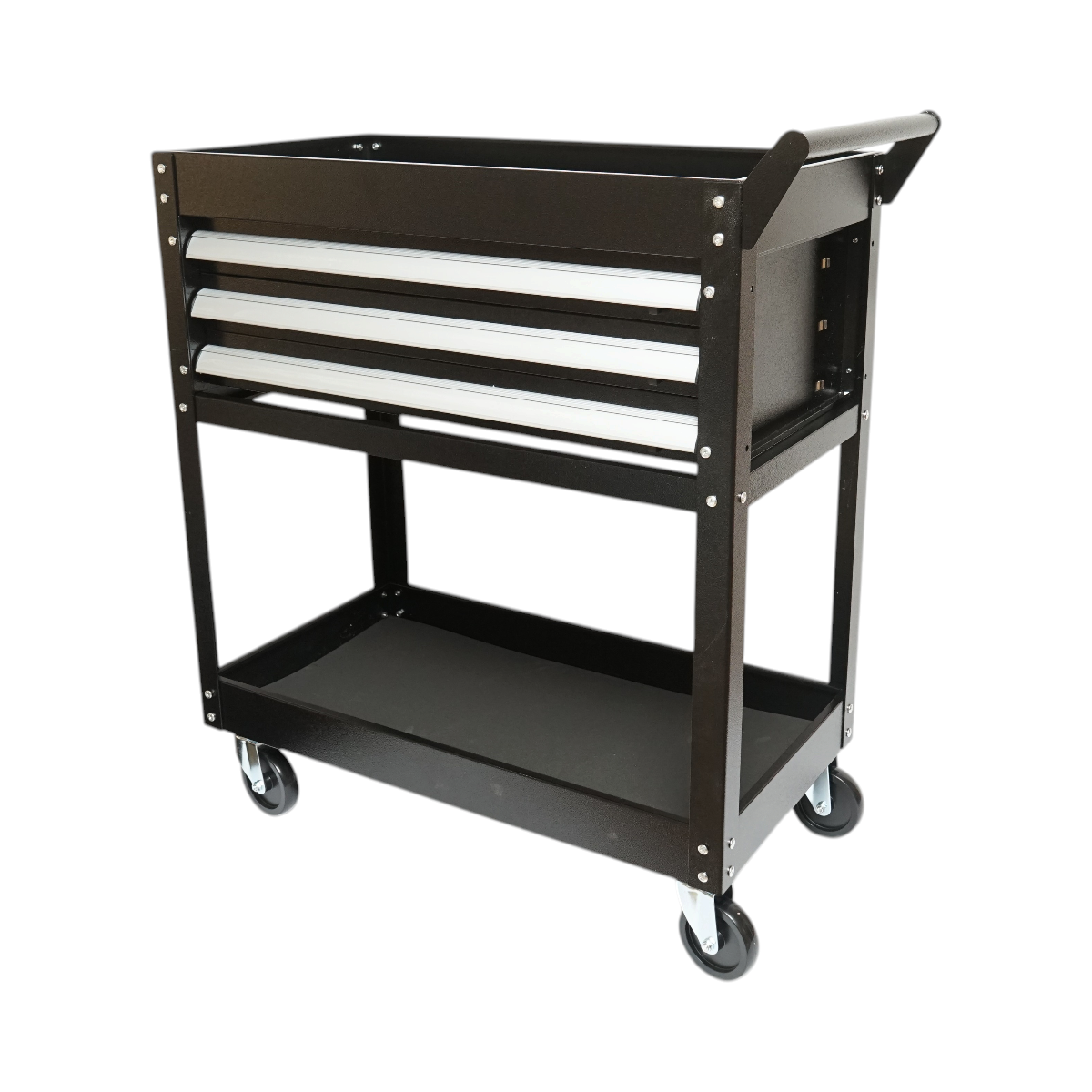 Carrello portautensili da officina in metallo su ruote con 2 ripiani e 3 cassetti 775x410x895mm Breckner Germany