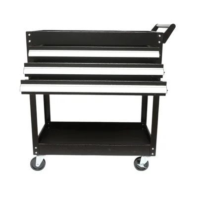 Carrello portautensili da officina in metallo su ruote con 2 ripiani e 3 cassetti 775x410x895mm Breckner Germany - immagine 3