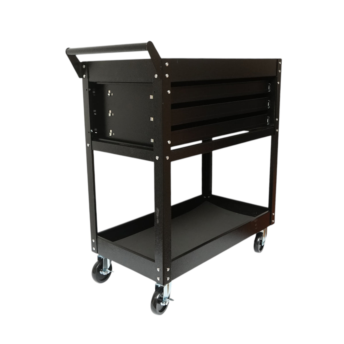 Carrello portautensili da officina in metallo su ruote con 2 ripiani e 3 cassetti 775x410x895mm Breckner Germany - immagine 4