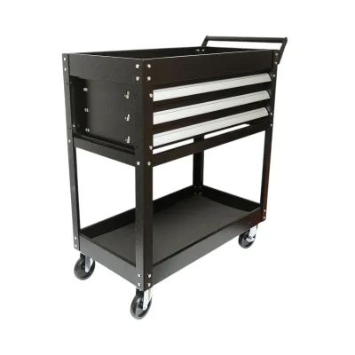Carrello portautensili da officina in metallo su ruote con 2 ripiani e 3 cassetti 775x410x895mm Breckner Germany - immagine 6