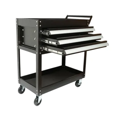Carrello portautensili da officina in metallo su ruote con 2 ripiani e 3 cassetti 775x410x895mm Breckner Germany - immagine 2