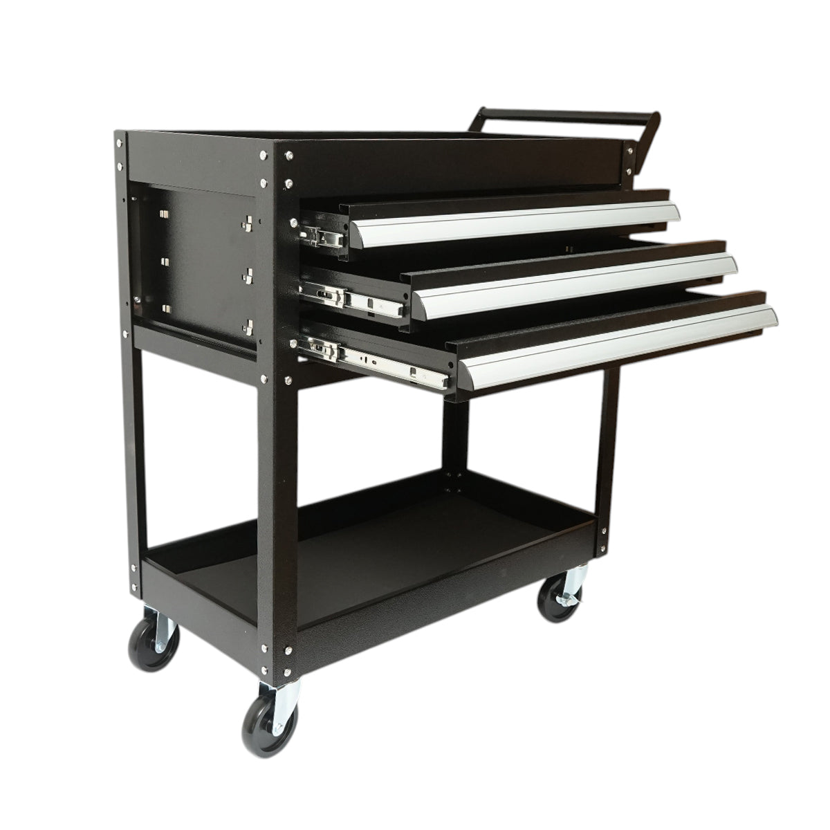 Carrello portautensili da officina in metallo su ruote con 2 ripiani e 3 cassetti 775x410x895mm Breckner Germany - immagine 2