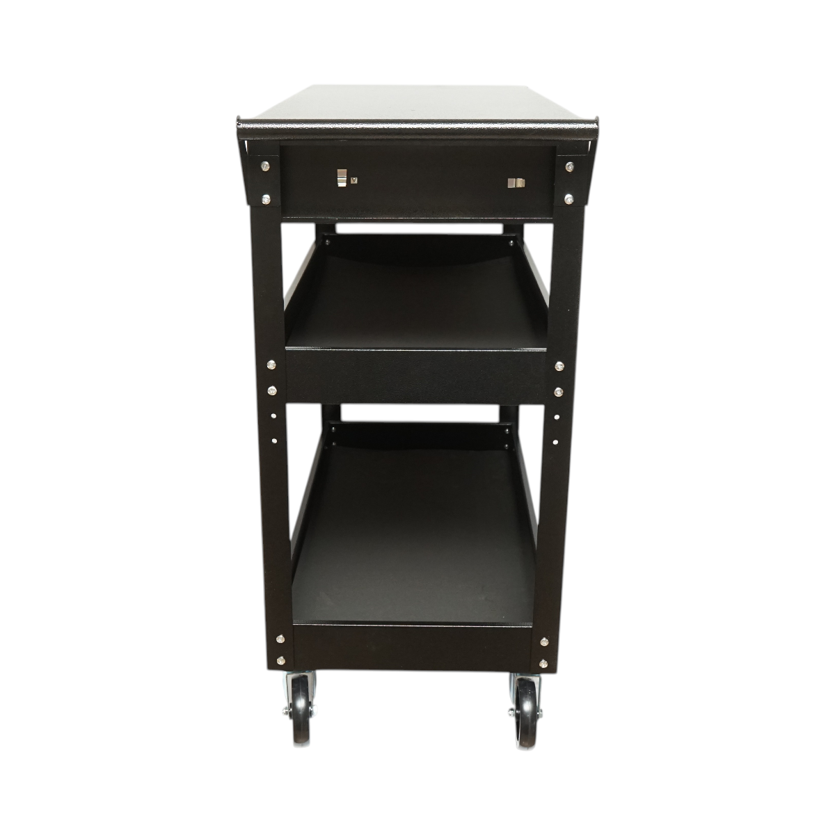 Carrello portautensili da officina in metallo su ruote con 3 ripiani e 1 cassetto, dimensioni 775x410x895 mm. Breckner Germany - immagine 6