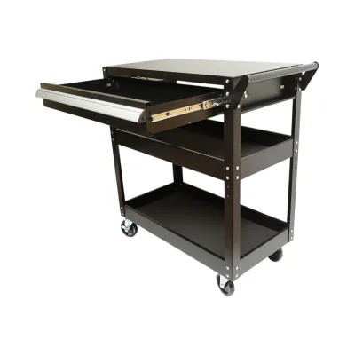 Carrello portautensili da officina in metallo su ruote con 3 ripiani e 1 cassetto, dimensioni 775x410x895 mm. Breckner Germany - immagine 2
