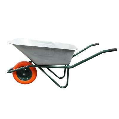 Carriola 80 Litri, Cerchione in Metallo 350/8, Gomma Piena, vasca in acciao zincato 880x600x270mm., Max. 150kg., Thor - immagine 2