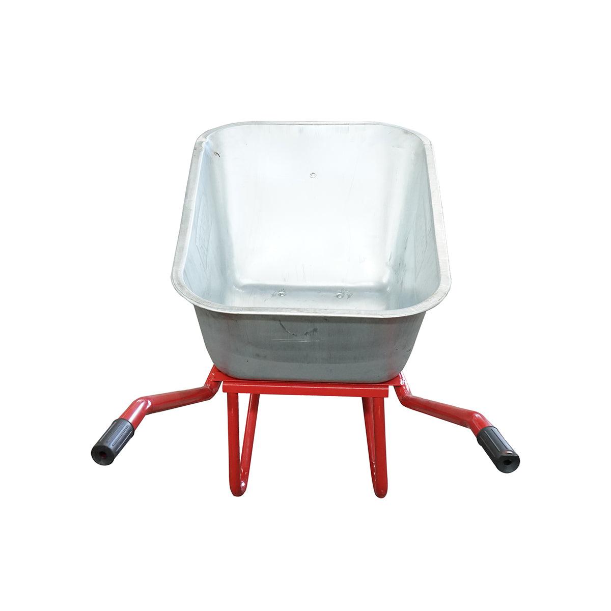 Carriola 80 Litri, Cerchione in Metallo 350/8, ruota pneumatica, vasca in acciao zincato 880x600x270mm, Max. 150kg., Thor - immagine 3