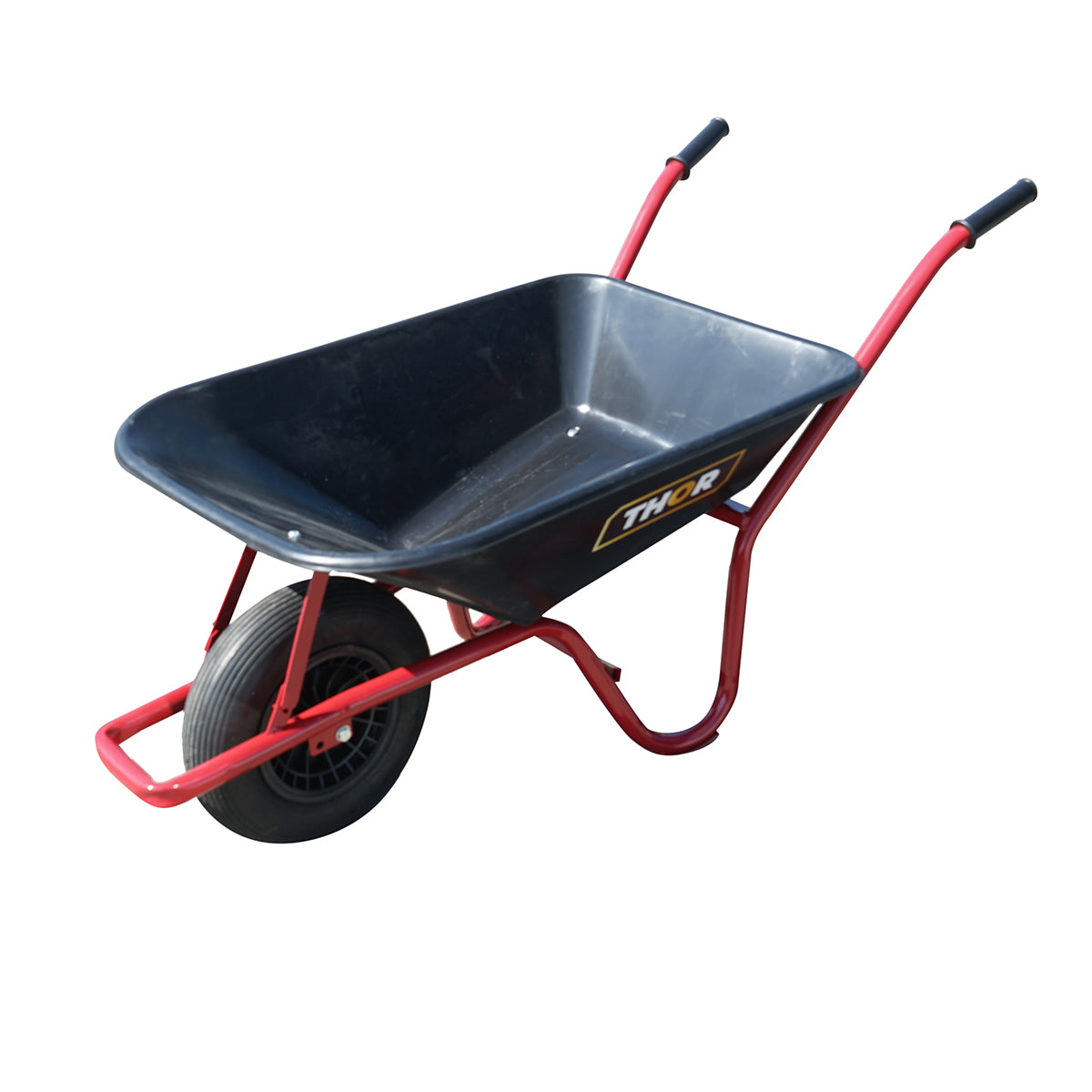 Carriola con secchio in plastica da 80 litri con ruota pneumatica 400/8 e telaio in metallo THOR