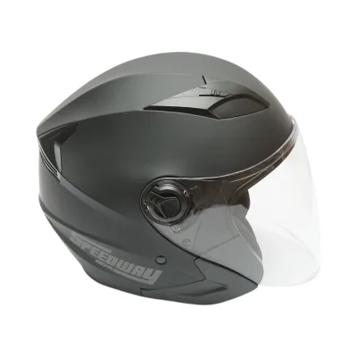 Casco da moto jet nero, modello urbano con visiera trasparente e occhiali da sole, taglia L - immagine 5