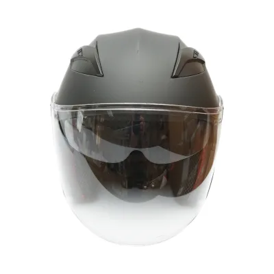 Casco da moto jet nero, modello urbano con visiera trasparente e occhiali da sole, taglia XL - immagine 2