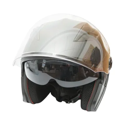 Casco da moto jet nero, modello urbano con visiera trasparente e occhiali da sole, taglia XL - immagine 6