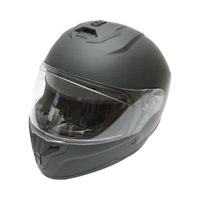 Casco integrale da moto nero con visiera trasparente, taglia L Grit