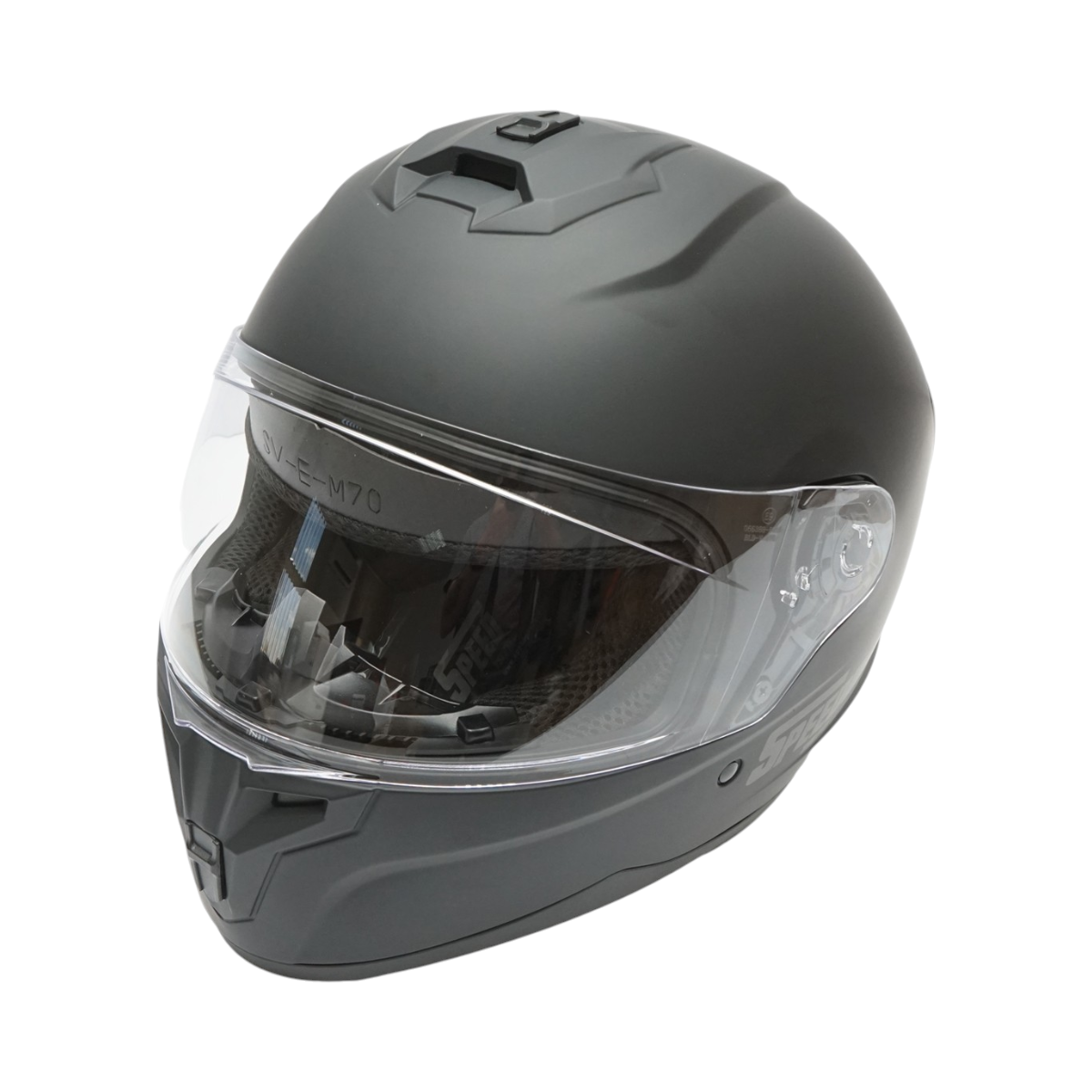 Casco integrale da moto nero con visiera trasparente, taglia L Grit