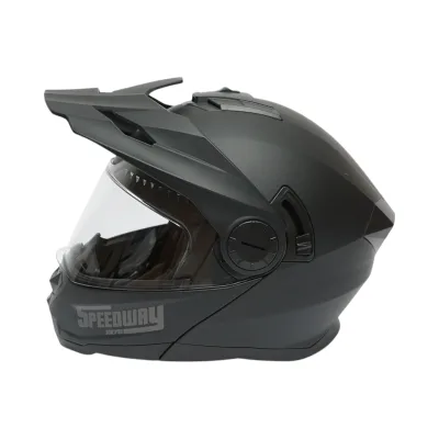 Casco integrale da motocross nero opaco con visiera trasparente e occhiali da sole, taglia L Lion - immagine 5