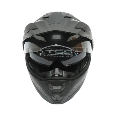 Casco integrale da motocross nero opaco con visiera trasparente e occhiali da sole, taglia L Lion - immagine 4
