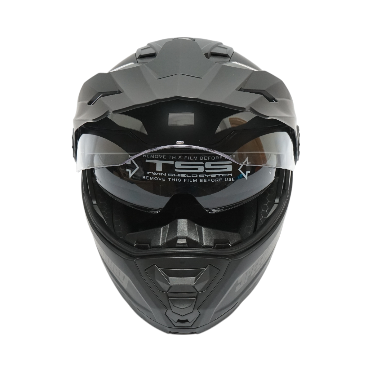 Casco integrale da motocross nero opaco con visiera trasparente e occhiali da sole, taglia L Lion - immagine 4