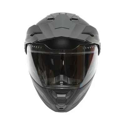 Casco integrale da motocross nero opaco con visiera trasparente e occhiali da sole, taglia L Lion - immagine 2