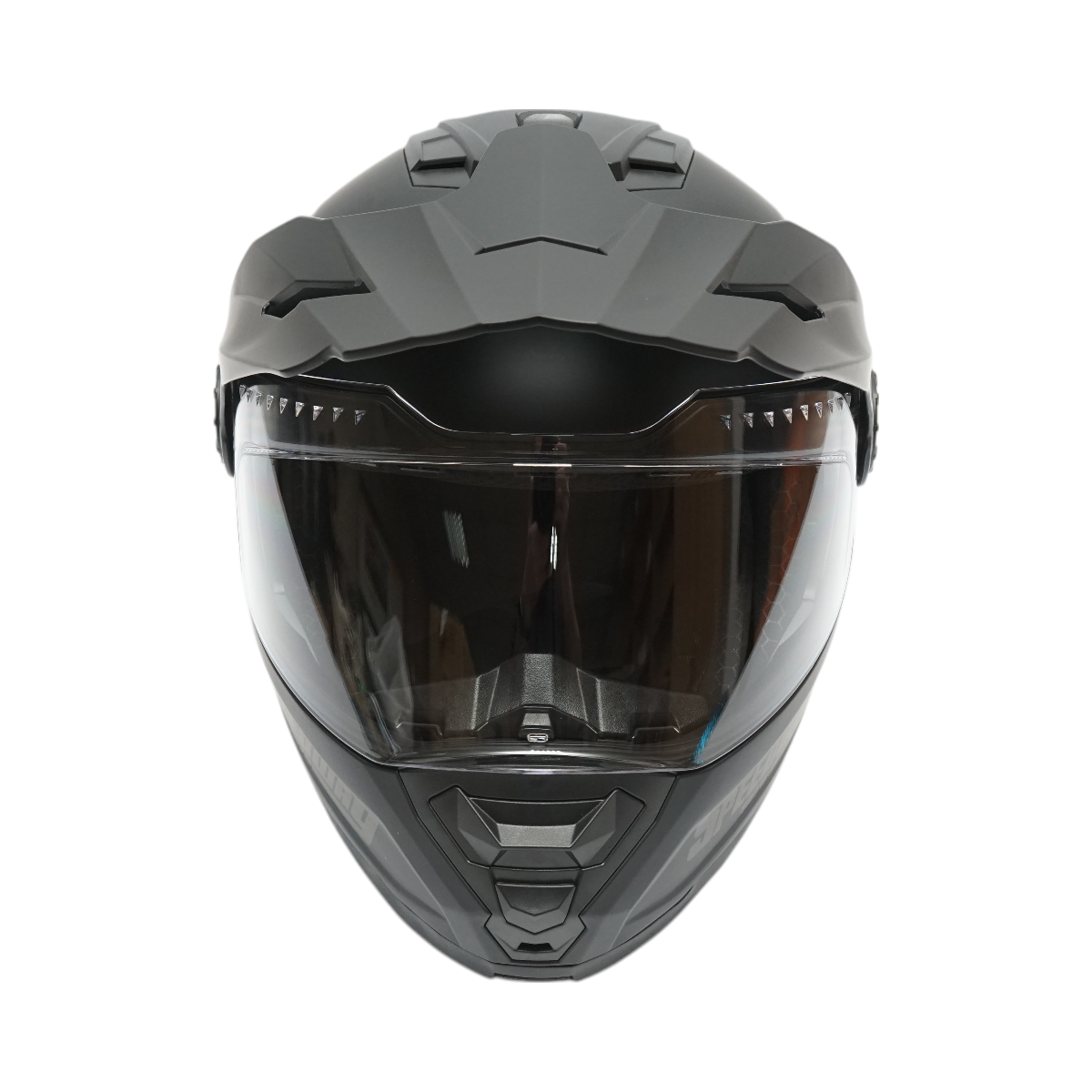 Casco integrale da motocross nero opaco con visiera trasparente e occhiali da sole, taglia L Lion - immagine 2