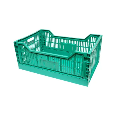 Cassa, scatola di plastica pieghevole 595x395x250mm, verde per riporre oggetti - immagine 3