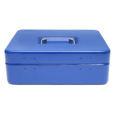 Cassetta di sicurezza in metallo con serratura e 2 chiavi, colore blu, dimensioni 250x200x90 mm. - immagine 4