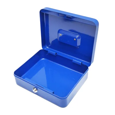 Cassetta di sicurezza in metallo con serratura e 2 chiavi, colore blu, dimensioni 250x200x90 mm. - immagine 5