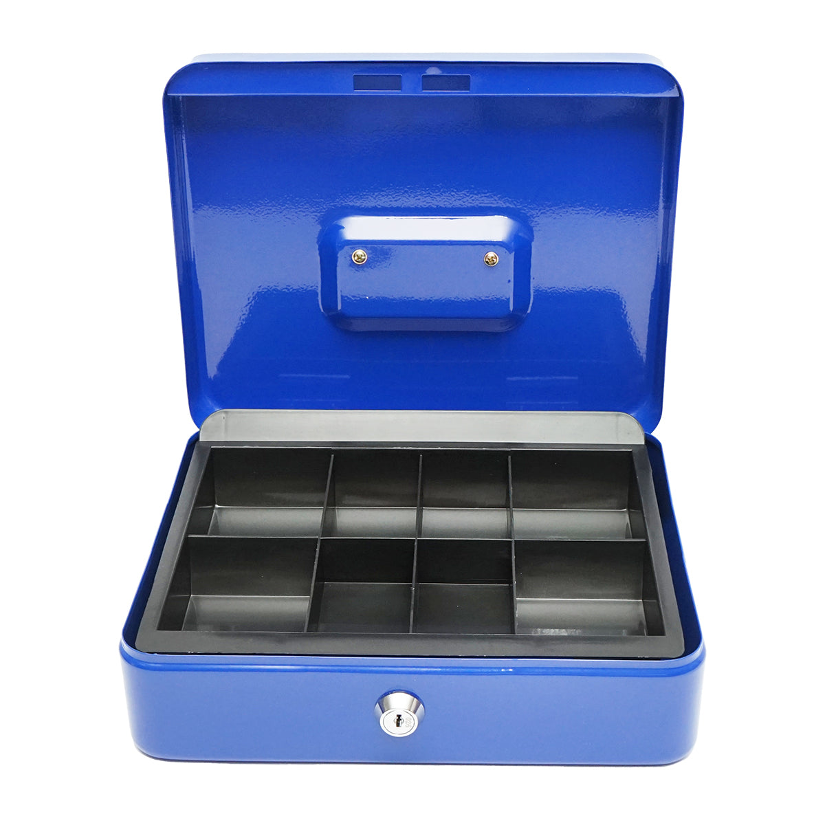 Cassetta di sicurezza in metallo con serratura e 2 chiavi, colore blu, dimensioni 250x200x90 mm. - immagine 2