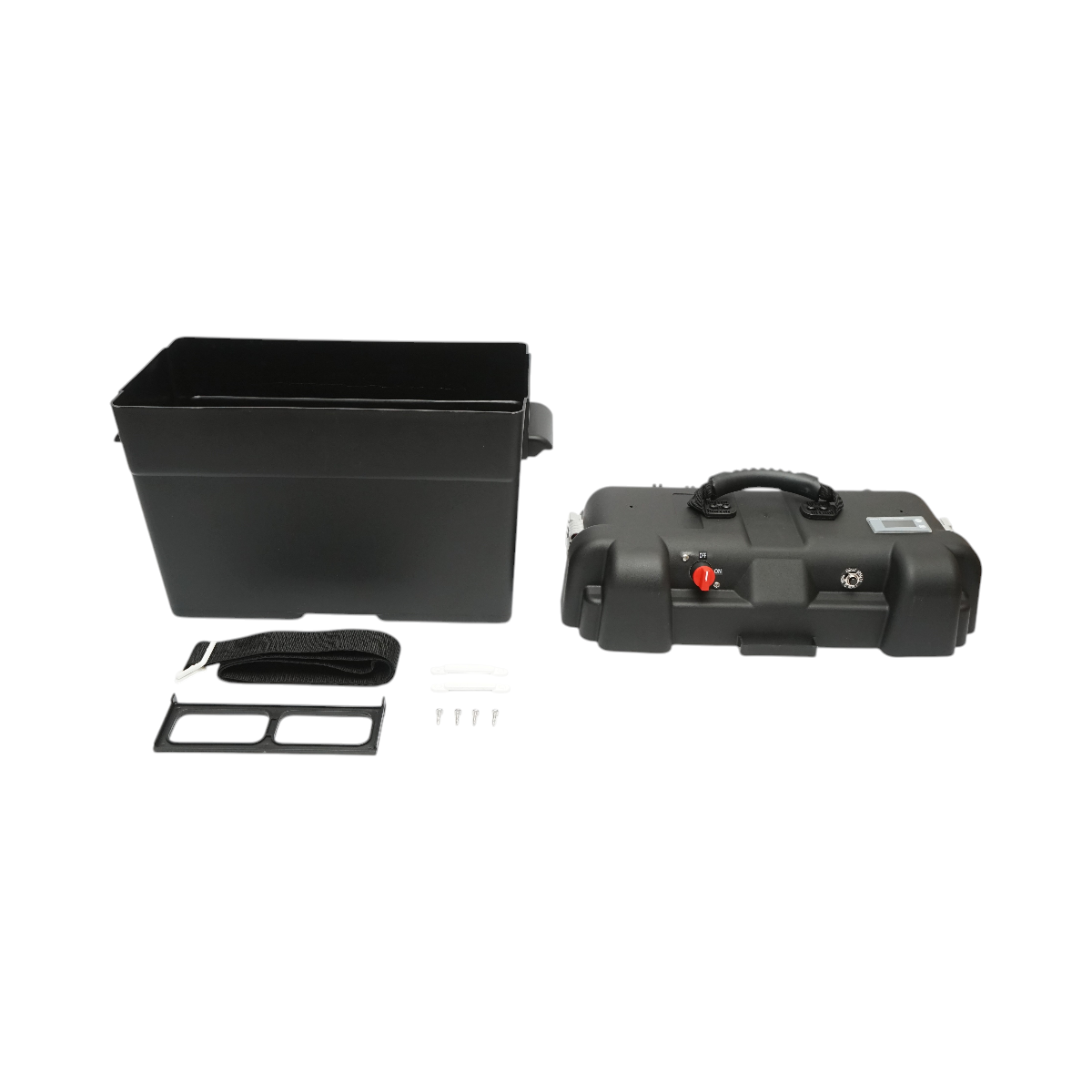 Cassetta per batteria auto 12V con voltmetro DC 6–30V, interruttore di alimentazione 100A, presa accendisigari, display LCD, 2 porte USB, 360 × 180 × 235 mm. - immagine 3